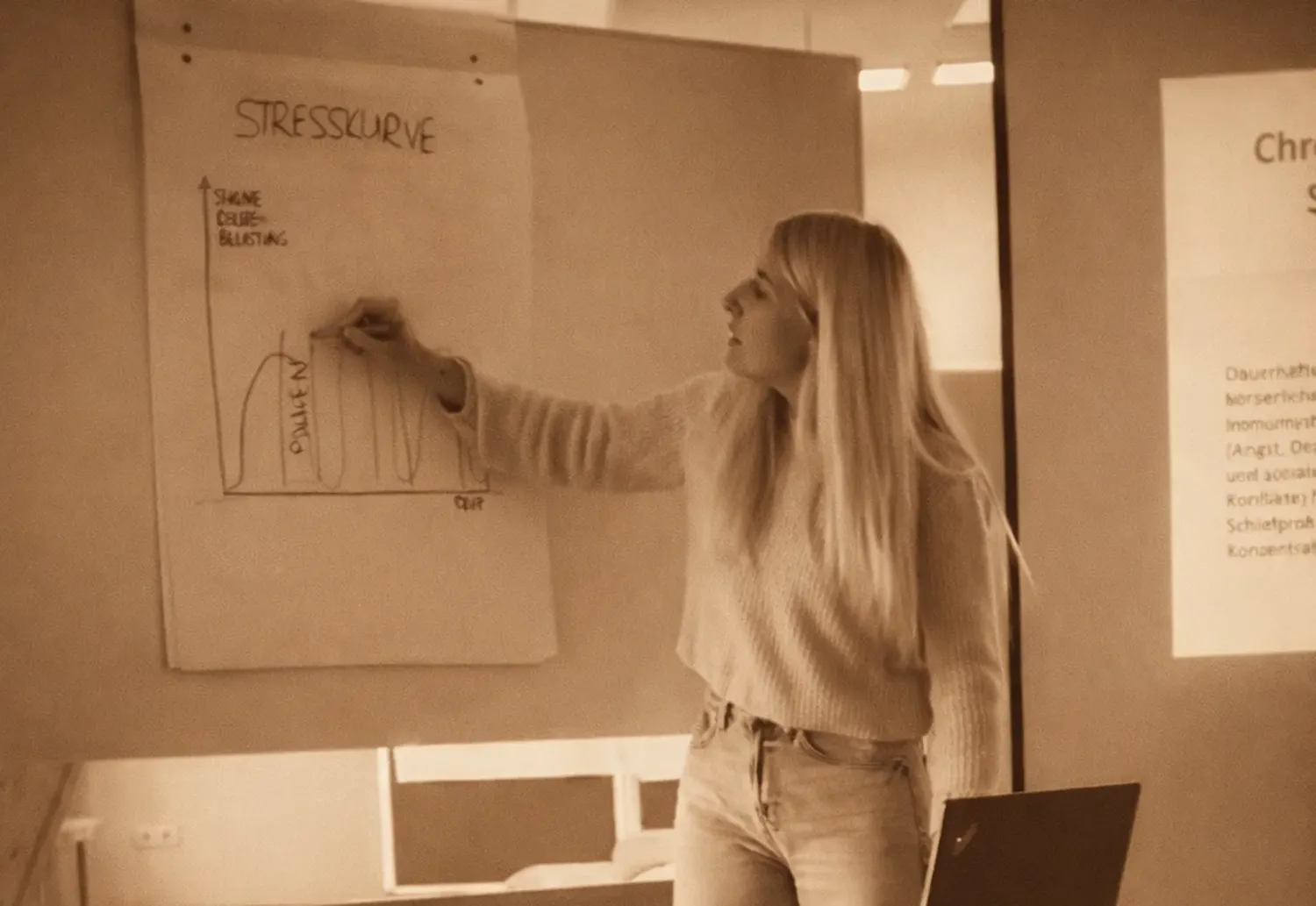 FO(U)R US – Beratung – Dieses Bild zeigt einen professionellen Workshop oder eine Schulung zum Thema Stressmanagement.